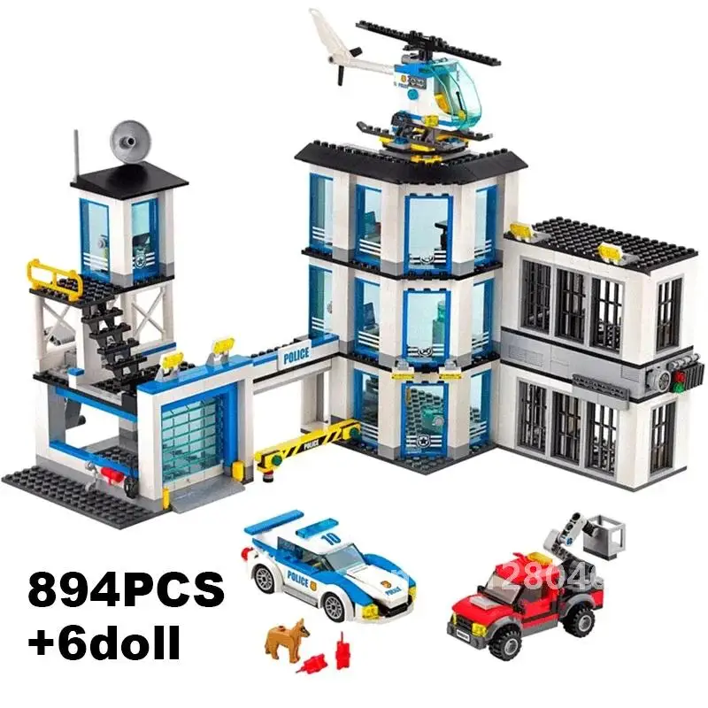 City Police Station Guard Building Blocks 60141 Helicopter Car SWAT Prison Figures Bricks Educational Toys Gift For Children Boy