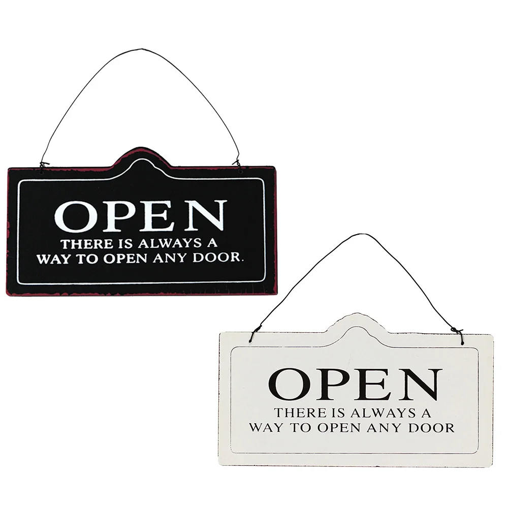 2Pcs Creative Door Sign Wooden Open Closed Decor for Restaurants Vintage Reversible Hanging Open and Closed Signs