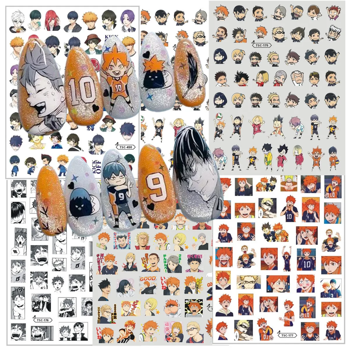 

TSC-1175 new SLAM Haikyuu!! DUNK Sakuragi Hanamichi 3D Nail Art Stickers for DIY Nail Fashion