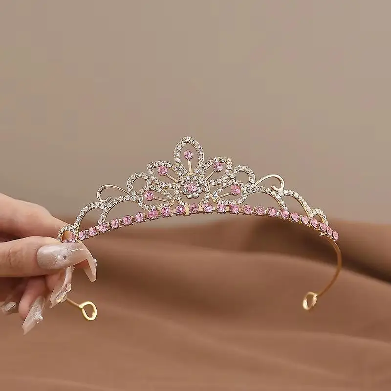 Mädchen-Prinzessinnen-Tiara mit Strass und funkelnden Kristallen für Geburtstage, Hochzeiten und Blumenmädchen-Veranstaltungen – Detail 9