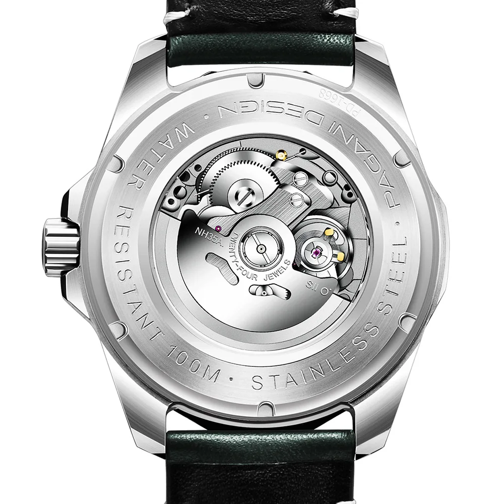 for PAGANI DESIGN PD-1668 Luxury Green Men Mechanical Watch Genius Sapphire Steel Strap Water Resistant Automatic Watch