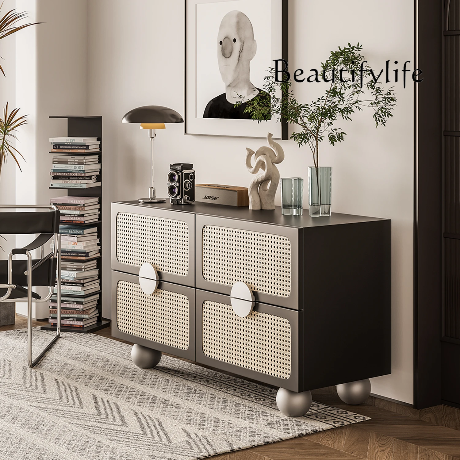

home furniture all items Japanese Style Rattan Design Chest of Drawers Modern Minimalist Storage Cabinet