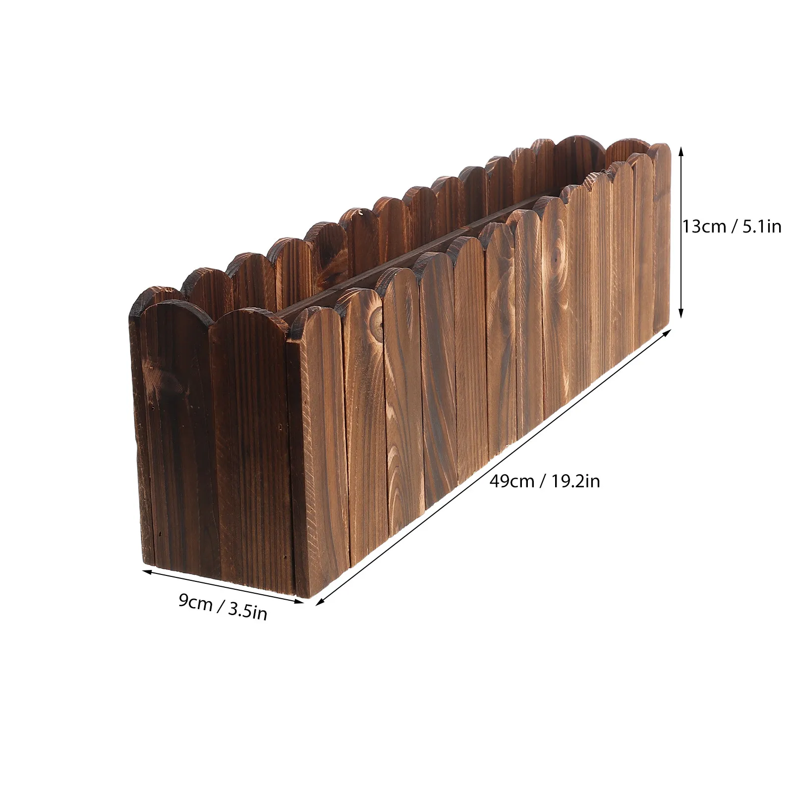 Wooden Picket Fence Flower Plant Pot Brown Rustic Planter Box for Home Garden Wedding Party Office Decor Window Box Decorative