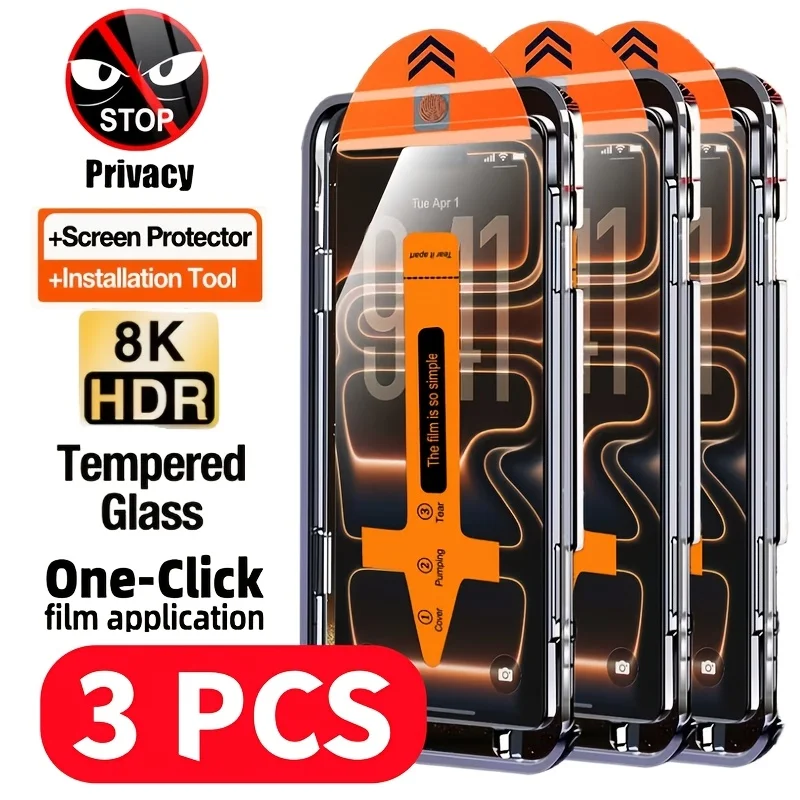 

3Pcs Anti-Apy Privacy Screen Protector For iPhone 17 Pro Max 16 15 13 11 14 12 Air 16E Mini 7 Plus XR XS Max Film Tempered Glass