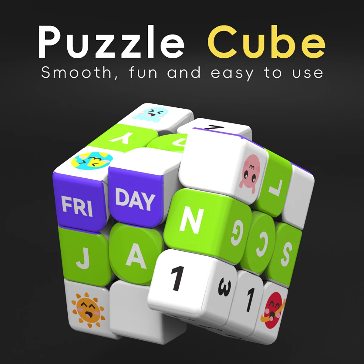 3x3x3 Magic Cube with UV Printed 3D Calendar Professional Smooth Speed Cube Stress-Relieving Puzzle Toy for Children Gift