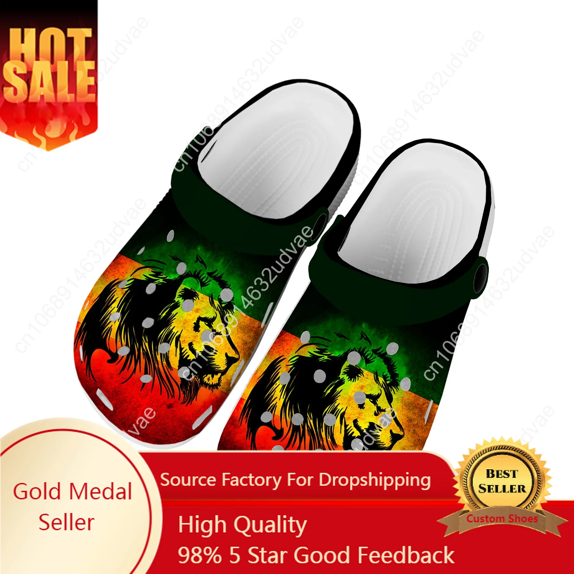 

Reggae Rastafarian Rasta Rastafari Lion Of Judah Home Clogs Custom Water Shoes Mens Womens Teenager Shoe Garden Beach Slippers