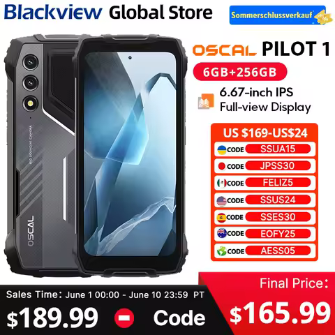 Blackview Oscal PILOT 1 Rugged phone 6.67-inch HD+ 90Hz Display 5W BOX Speaker 6GB 256GB Helio G81 CPU 15000mAh NFC Cellphone