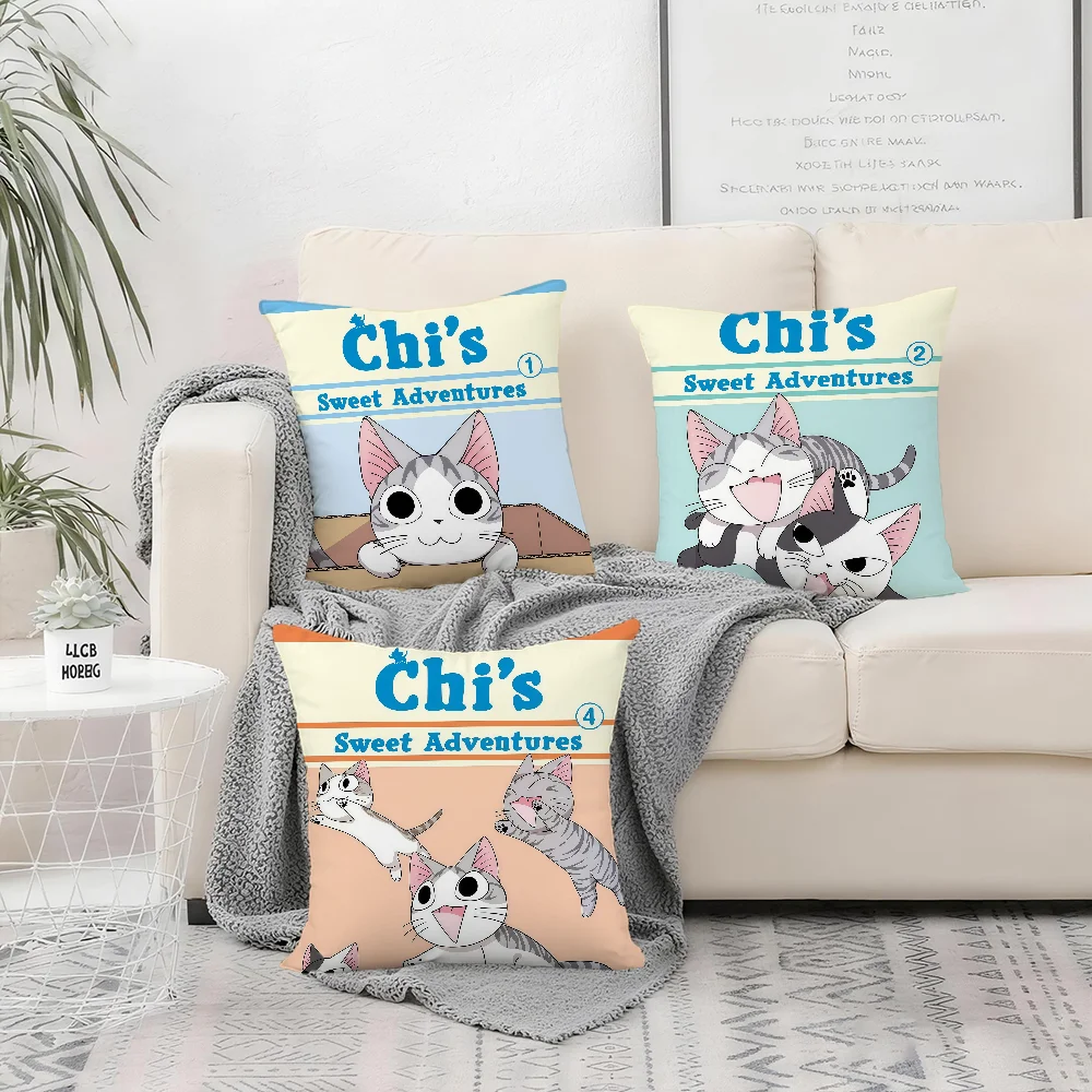 C-Chi-I S-Sweet Cute Cushion Cover Bedroom Sofa Decorative Home Car Portable Cushion Cover with Zipper Soft Pillowcase