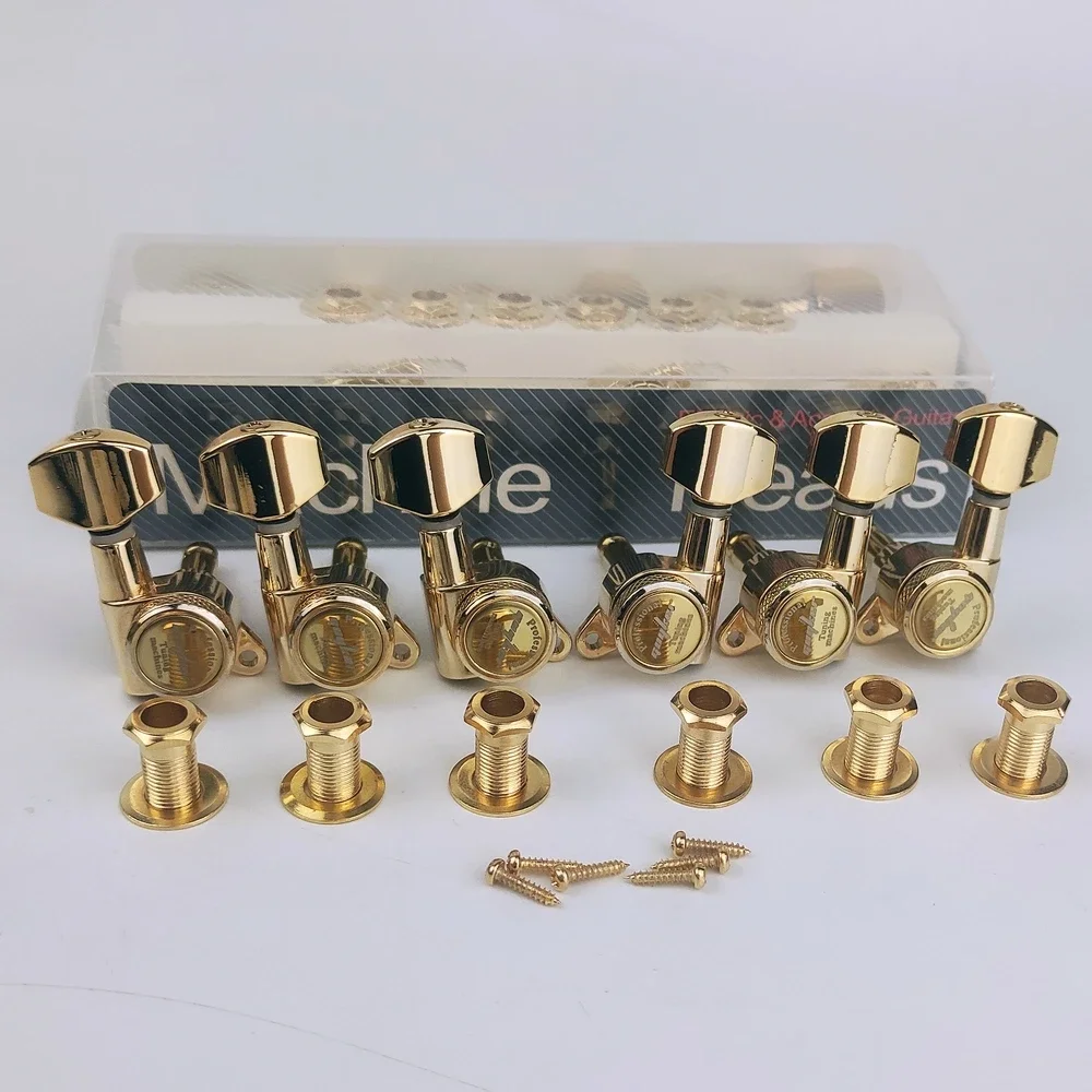 

Guitar Locking Tuners-1:18 Lock String Tuning Key Pegs Machine Head Replacement for ST TL SG LP- Antique Golden