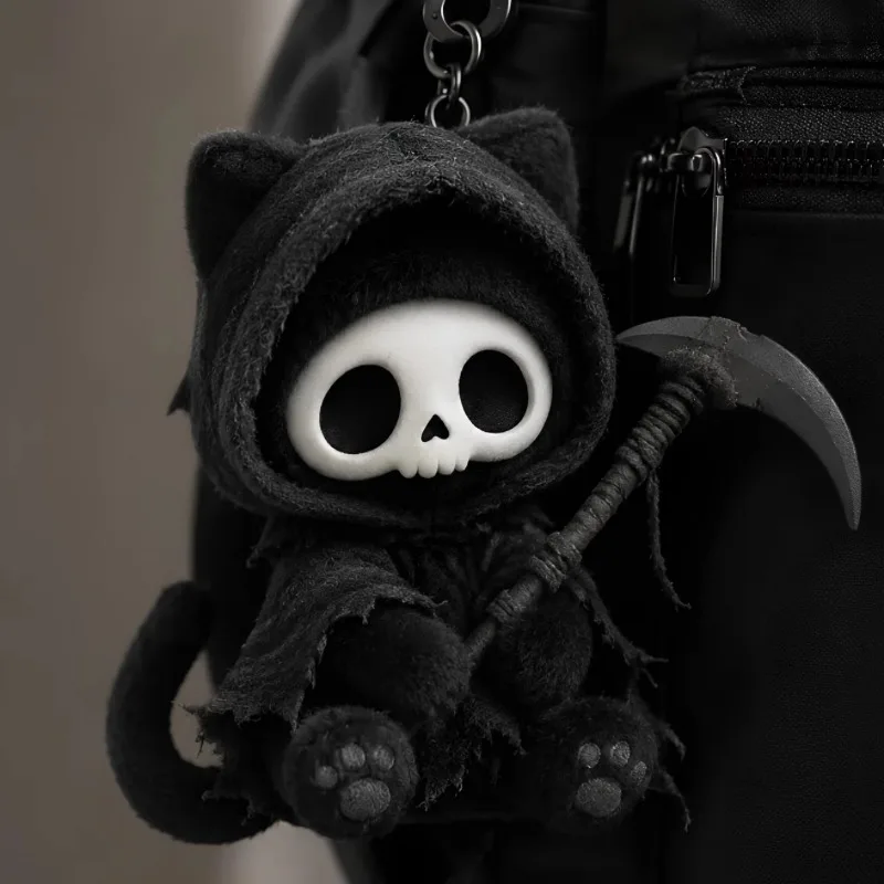 The explosion of death is coming, plush doll niche high-value creative horror black cat plush bag pendant, gift