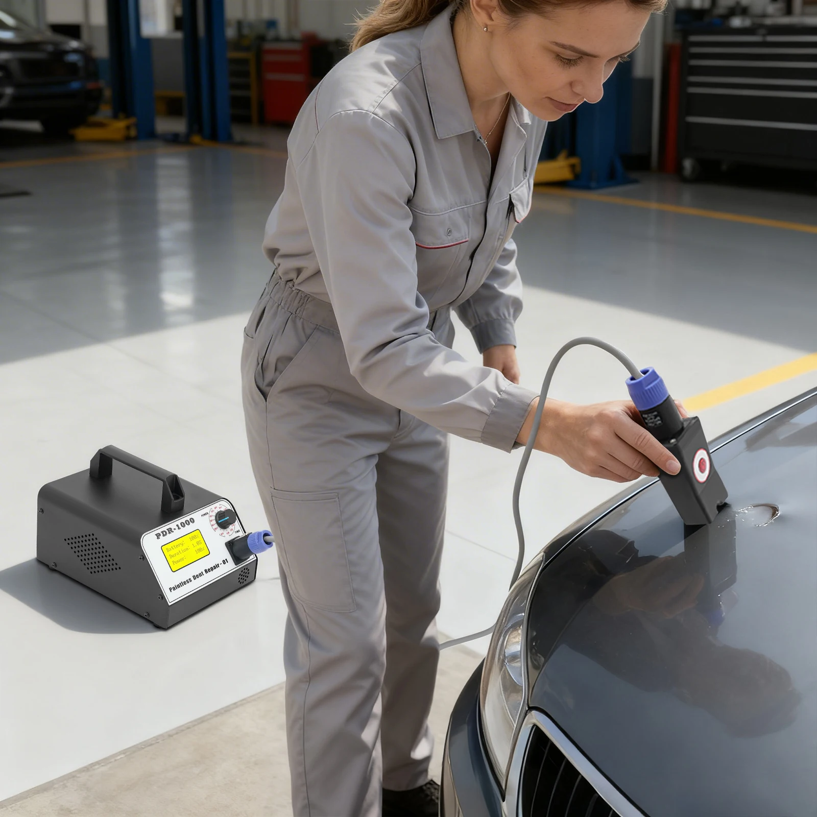 

1000W Electromagnetic Dent Repair Instrument, Auto Body Dents Remover Tool, Dent Repair Machine With LCD Screen And A Single Knob, PDR Induction Heater Machine