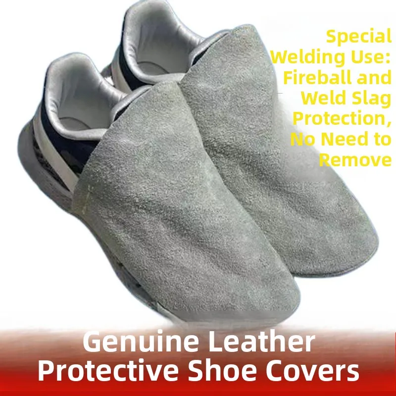 Thickened Leather Welding Foot Cover Anti-Flame Splash Resistant Wear-Resistant Heat Protection Shoe Cover for Outdoor Use