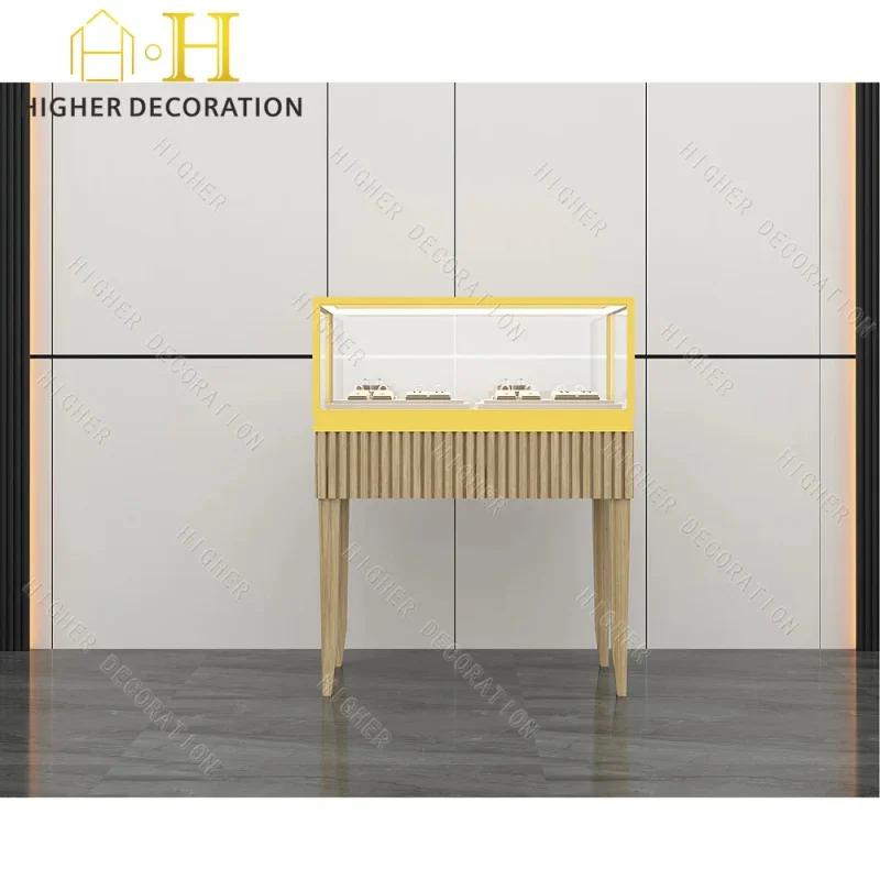 custom.Luxury Custom Glass Display Cabinet Bright LED Illuminated Showcases and Sturdy Smoke Shop Shelves Including Solid Wood S