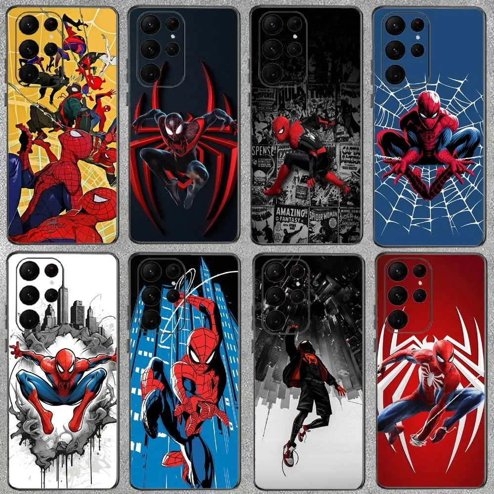 M-Marvel S-Spider-Man Phone Case For Samsung Galaxy A52 A12 A51 S21 Edge S22ULTRA S23 S20LITE Plus Ultra Black Cover