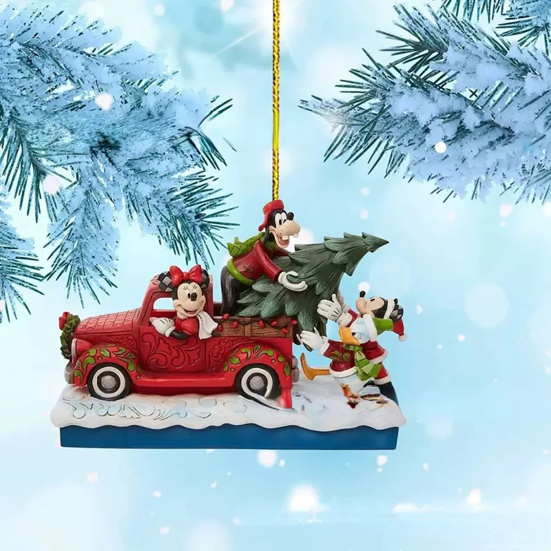 Anime 2024 Disney 2d Flache Action Figur Mickey Minnie Maus Weihnachten Baum Dekoration Hängen Ornament Hause Weihnachten Party Geschenk Spielzeug