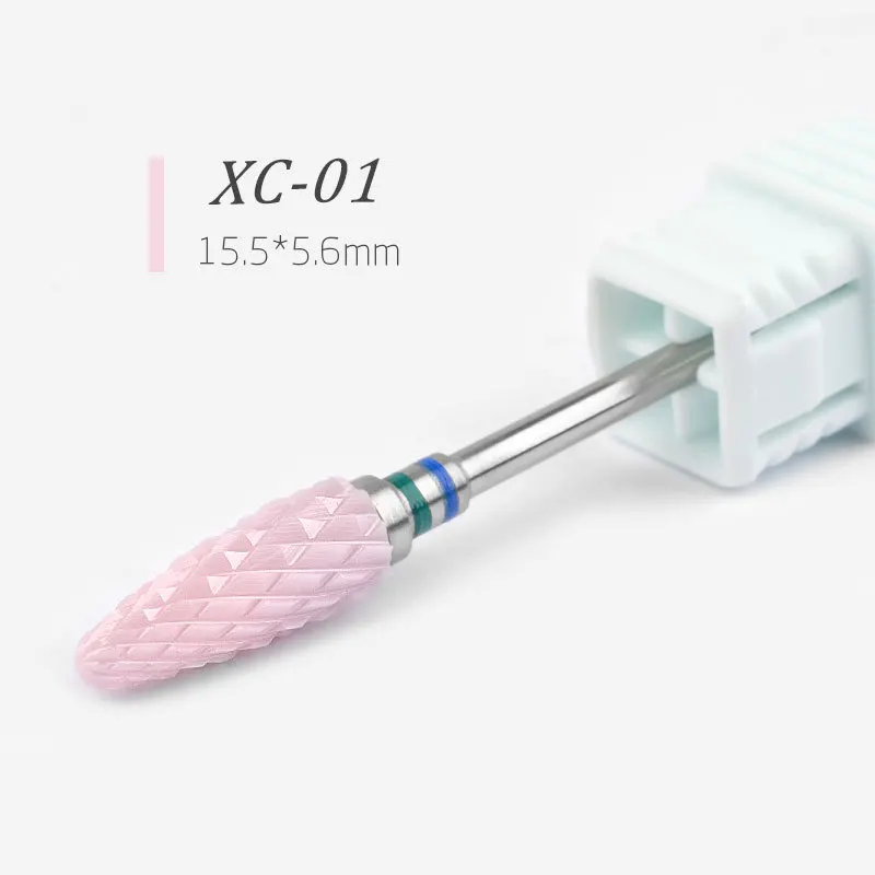 Pink Ceramics Nail Drill Bits Metal Bits Bullet Ceramic Nail Drill Bits Electric Drilling Manicure Machine Accessories Files