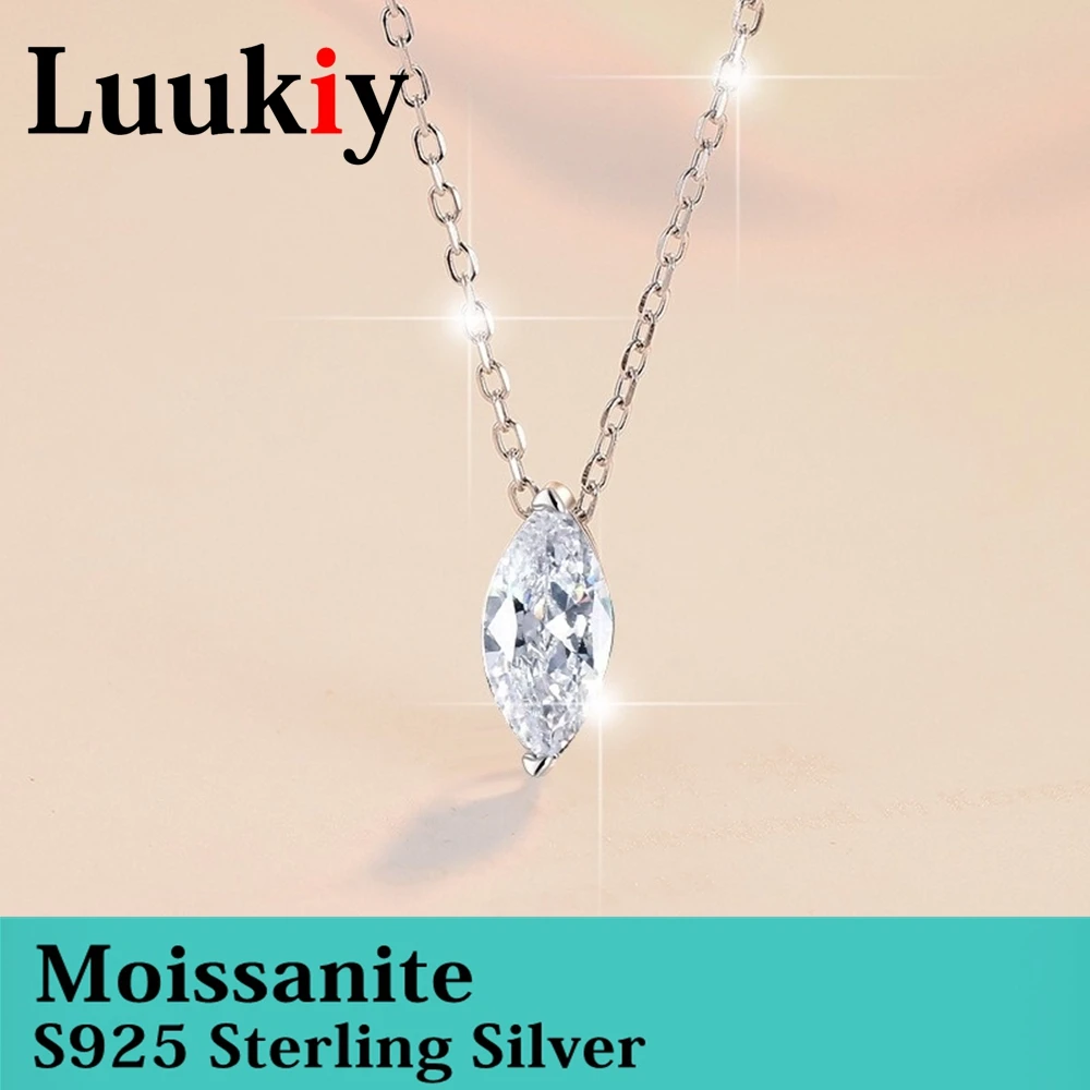 D Color Moissanite Necklace Marquise Pear Shape S925 Sterling Silver Personality Women Dainty Clavicle Chain Fine Neck
