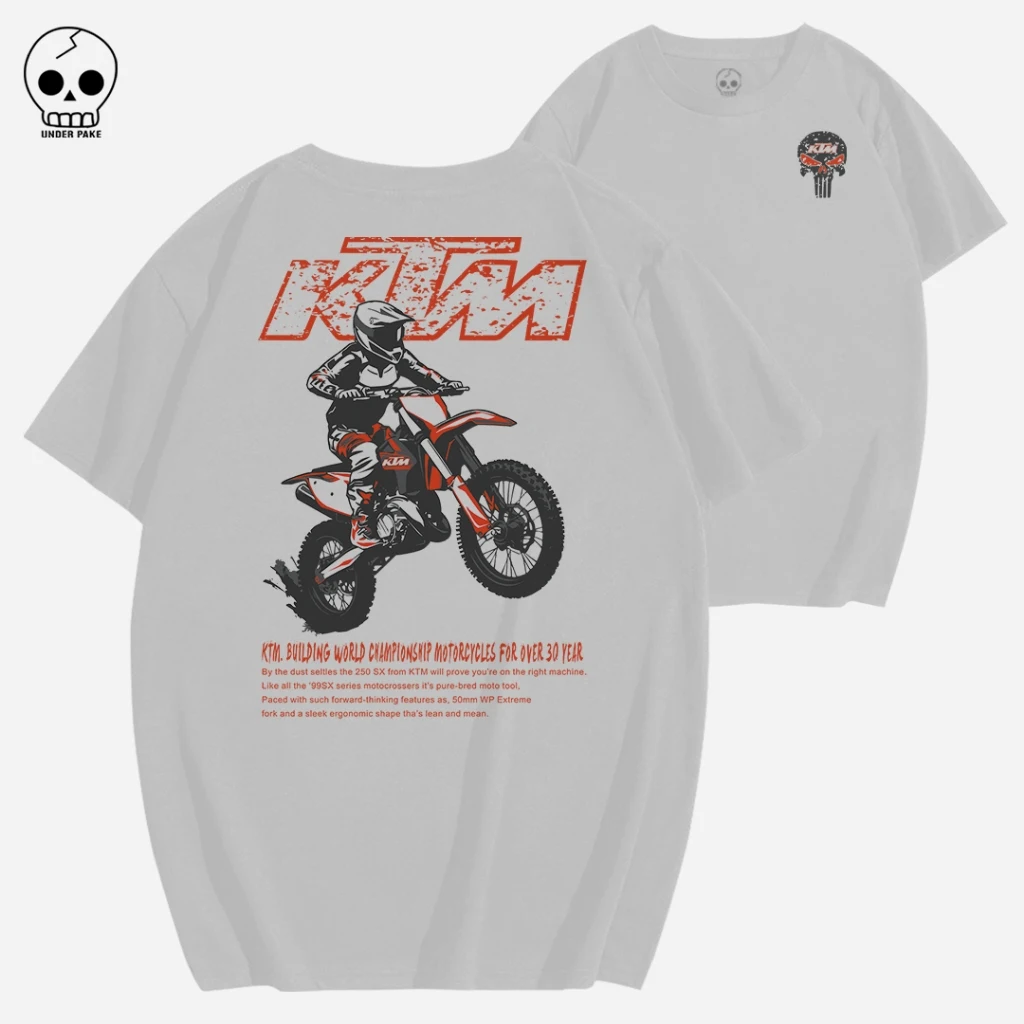 2026 Men's 100% Cotton KTM Off-Road Motorcycle Skull T-Shirt Summer Fashion Streetwear Riding Pattern T-Shirt