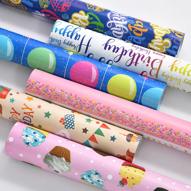 6 Pcs Colorful Balloon Gift Wrap Sheets Wrapping Paper for Boys Girls Kids Men Women Holiday Happy Birthday Party