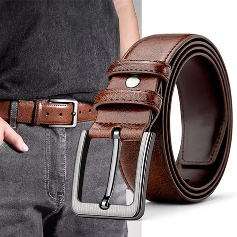 High-quality Genuine Leather Men's Belt with Buckle, Casual and Business Belt, Masculine Design, Fashion Novelty 2