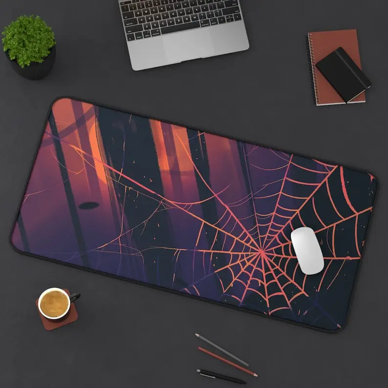 

Red Spider Web Pattern Deskmat,office Decor,workspace Accessory,home Office, Unique Gift for Her,modern Deskmat Kawaii Desk Pad