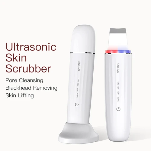 Imagen 1 del producto ANLAN Depurador de piel ultrasónico Peeling Facial Ultrasónico Lifting facial EMS Cuidado de la piel azul rojo Máquina de limpieza profunda de poros IPX7