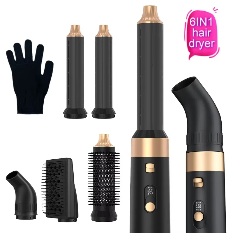 6‑in‑1 Multi‑Functional Hair Styling Tool One‑Step Hot Air Brush, Blow Dryer Straightener Curler Styling Set