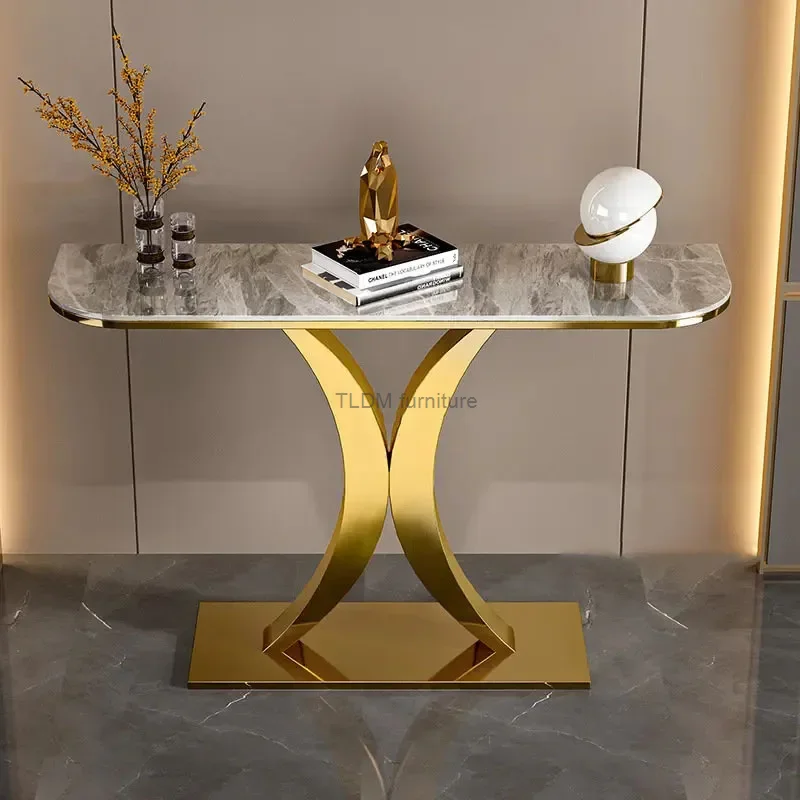 Modern Light Luxury Slate Console Tables Living Room Furniture Entrance Console Home Wrought Iron Against The Wall Hallway Table