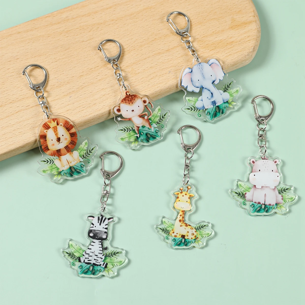 Jungle Animal Keychains Safari Birthday Party Decoration Jungle Themed Decor for Kids Baby Shower Keyring Bag Accessories Gifts