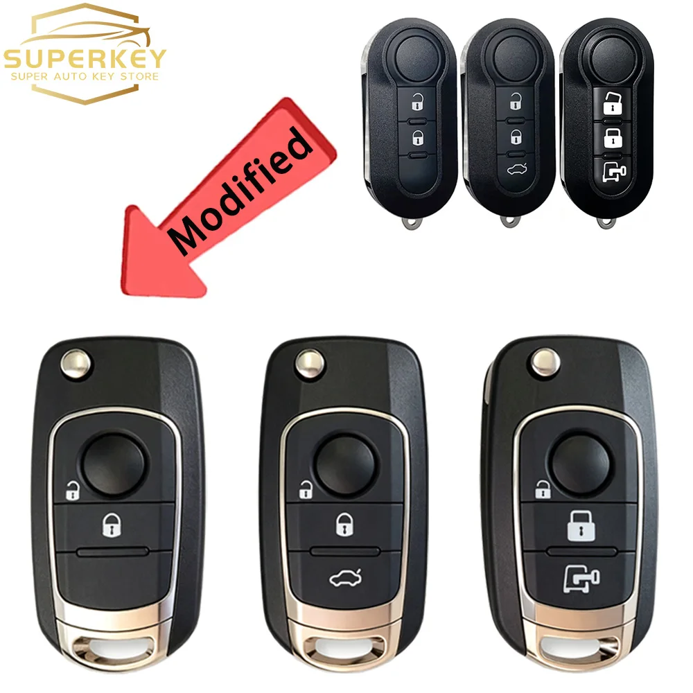 SUPERKEY Modified 2/3 Button Flip Folding Car Key Shell Case Cover SIP22 Blade For Fiat 500 Doblo Bravo Ducato Qubo Grande Punto