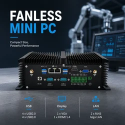 Eglobal Industrial Fanless Mini PC Intel Core i5 8250U i7 7500U Computer Desktop Lapto Linux Ubuntu 2 * COM 8 * USB 2 * LAN HDMI VGA