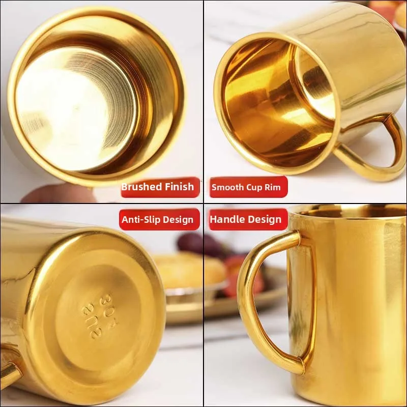 Ins Sle 304 Stainl Steel Coffee Milk Water Tea Cup Double Layer Insulated Heat Resistant Commercial ade Cup with Lid