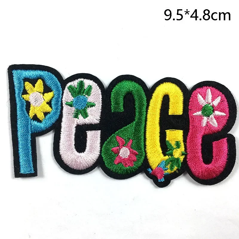 50pcs/Lot Luxury Embroidery Patch Letter Rainbow Fruit Flower Love Peace Clothing Decoration Sewing Accessory Craft Diy Applique