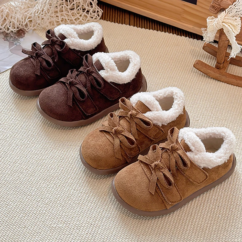 

Winter Plush Boots For Children Trend Fashion Kid's Cotton Shoes Thick Warm Boy's Girl's Warm Shoes For Girls Winter Footwear