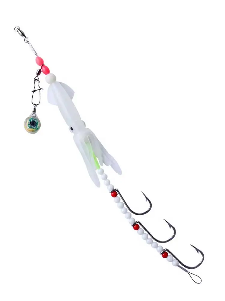 PD Fishing Gear Glowing Led Lights Shi Hanging String Hooks 3 Hooks Glow-in-the-Dark Boat Fishing Sea Fishing Squid Hooks