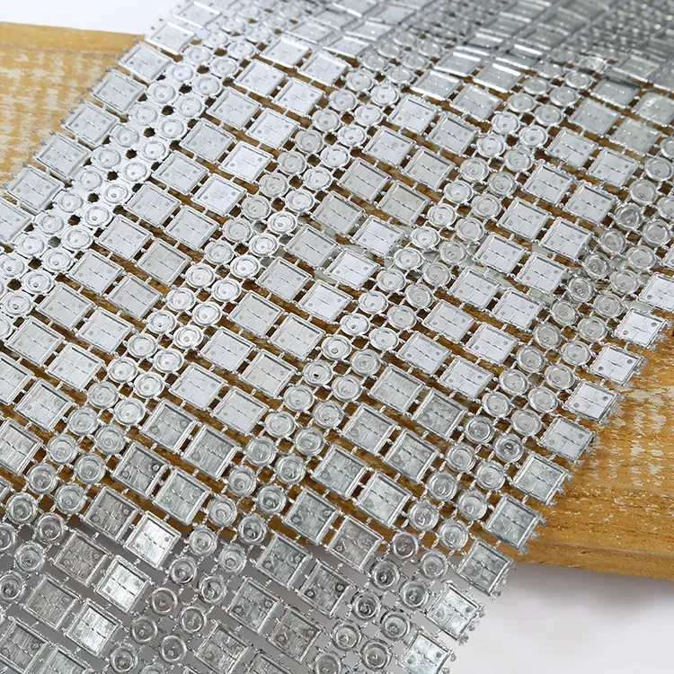 1 Yard 8 Rows White Pyramid Sparkle Rhinestone Crystal Diamond Mesh Wrap Roll Ribbon