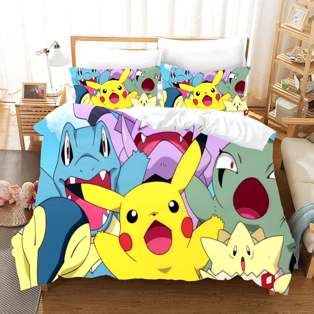 Pikachu Yellow Cute Cartoon Duvet Cover,Digital 3D Printing Bedding Set ,Children's Bed Set Bedroom Decor