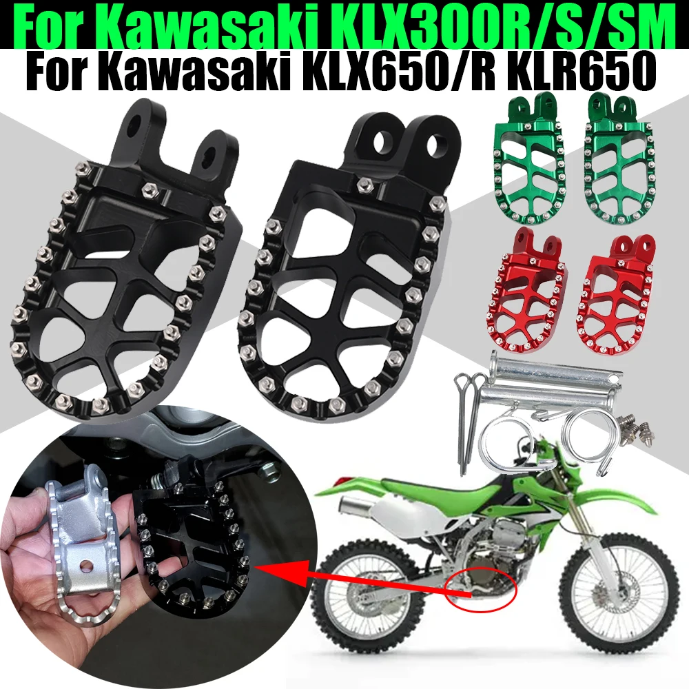 For Kawasaki KLX300R KLX300S KLX300SM KLX650 KLX650R KLR650 KLX 300R 300SM KLR 650 Accessories Footrest Footpegs Foot Pegs Pedal