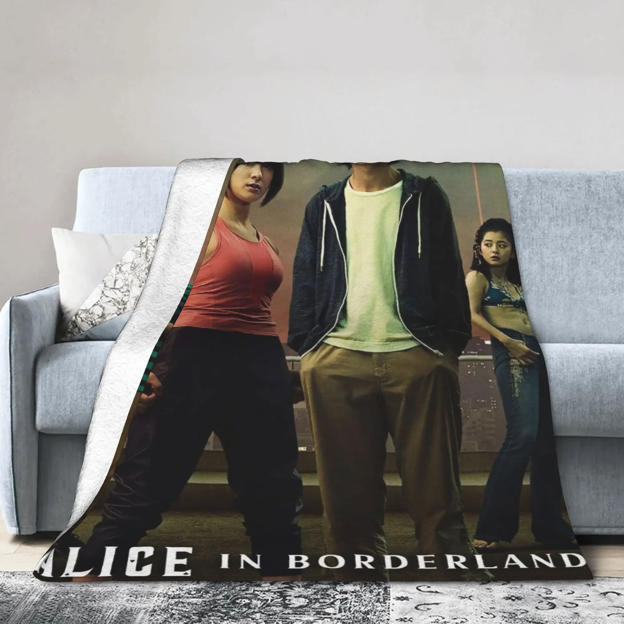 Manta con póster de Alicia en Borderland, manta suave y cálida de calidad, colcha divertida para sofá cama de invierno para niñas y niños