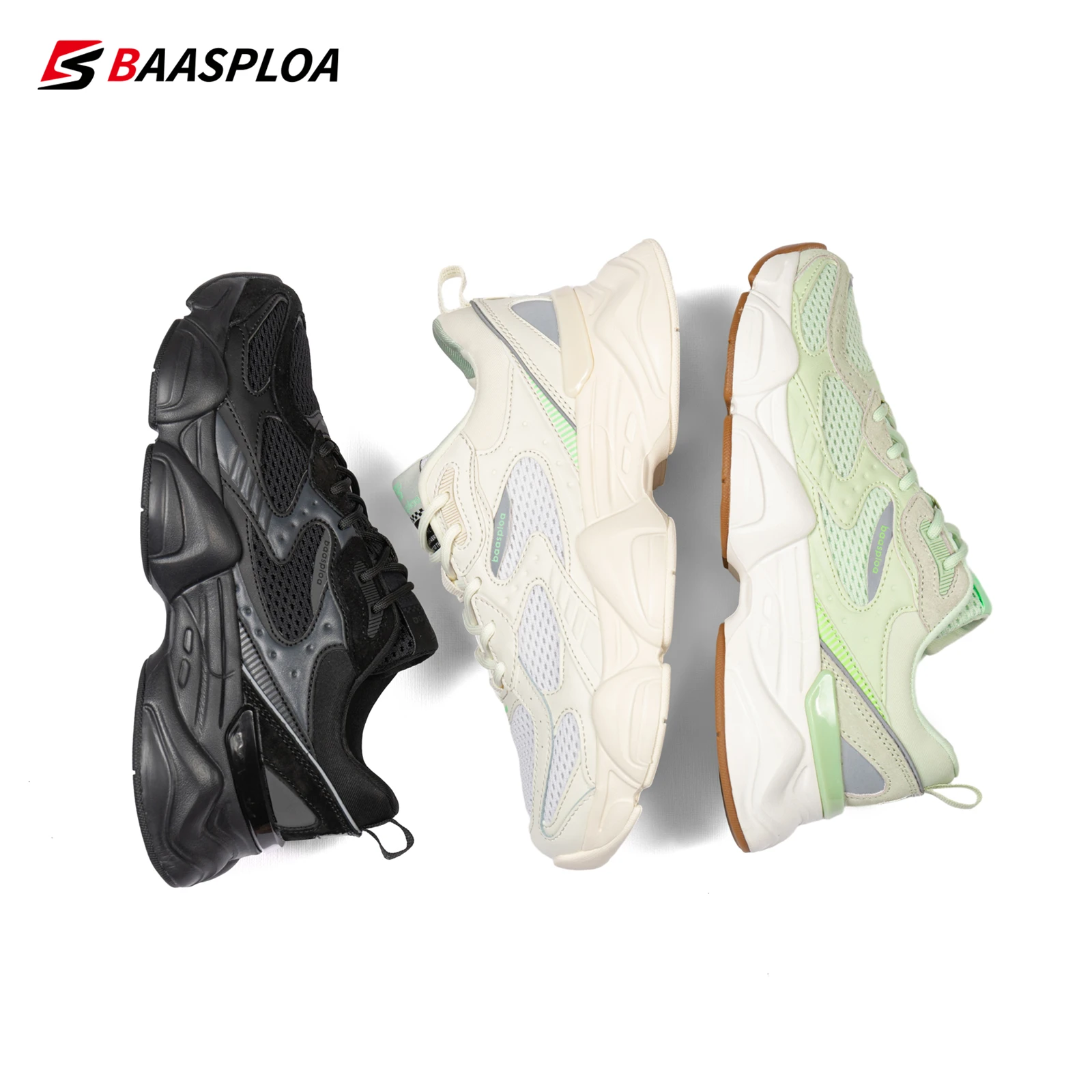 Baasploa Women Running Shoes Breathable Casual Sneakers for Women Fashion Comfort Casual Sneakers Non-Slip Height Increasing