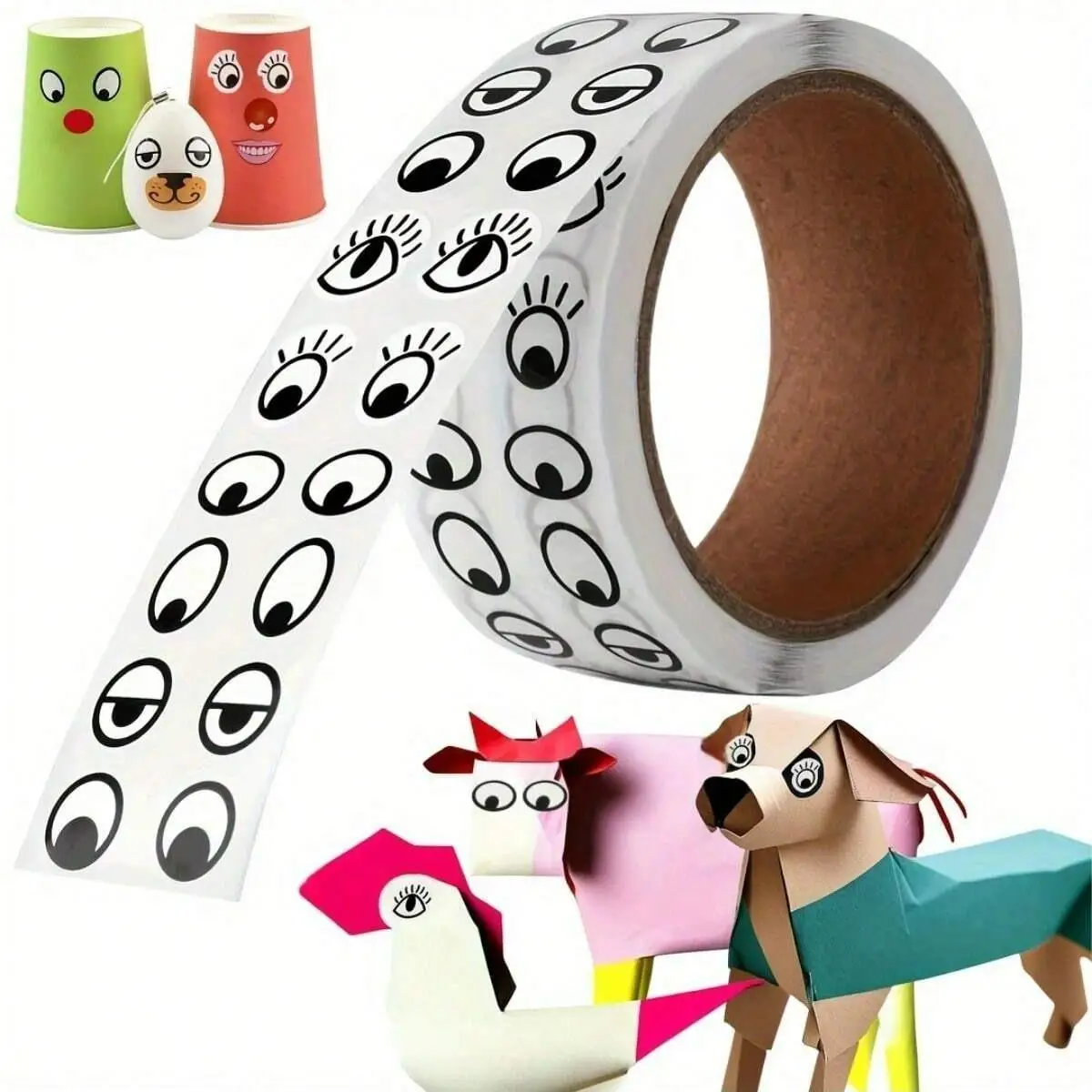 1000pcs Self-Adhesive Eye Stickers for DIY Crafts, Art Projects & Easter Home Decor - Black and White