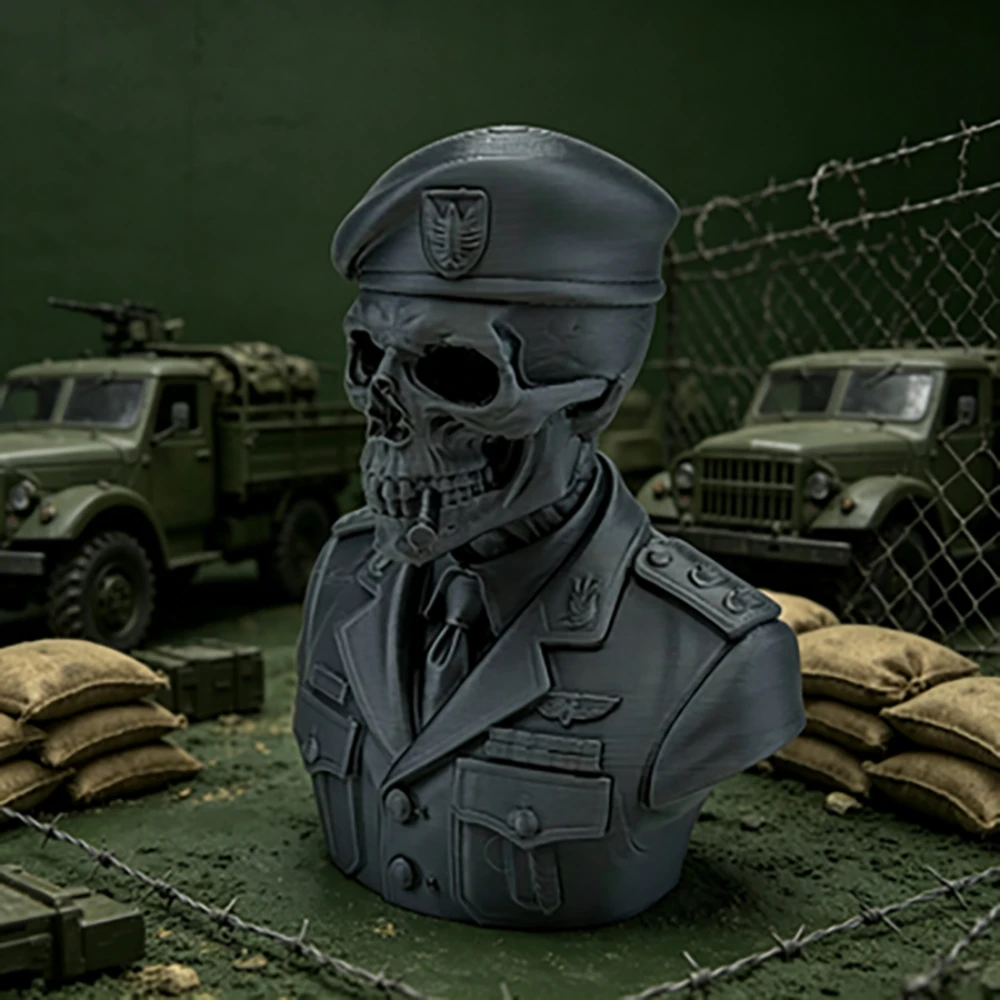 3D Printed Skeleton Undead Commander Half Body Dark Fantasy Half Body Skeleton Warrior Statue Desktop Collection Decoration Gift