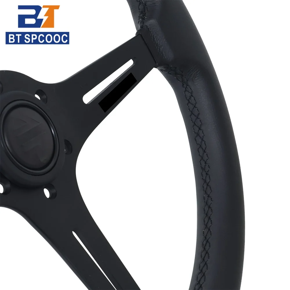 Black Edition 15 Zoll 370mm Rennsportlenkrad Echtleder Dicke Aluminiumspeichen – Detail 6