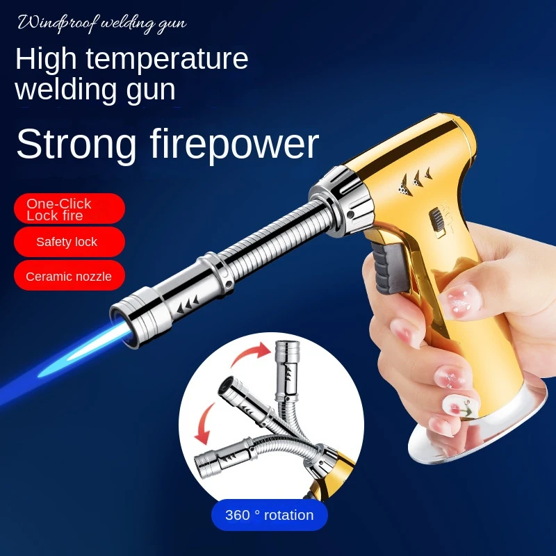 Jewelry Welding Cigar Lighter Long Windproof  Butane Turbo Torch Jet Gas Lighter Spray Gun Kitchen Cooking Smoking Accessories