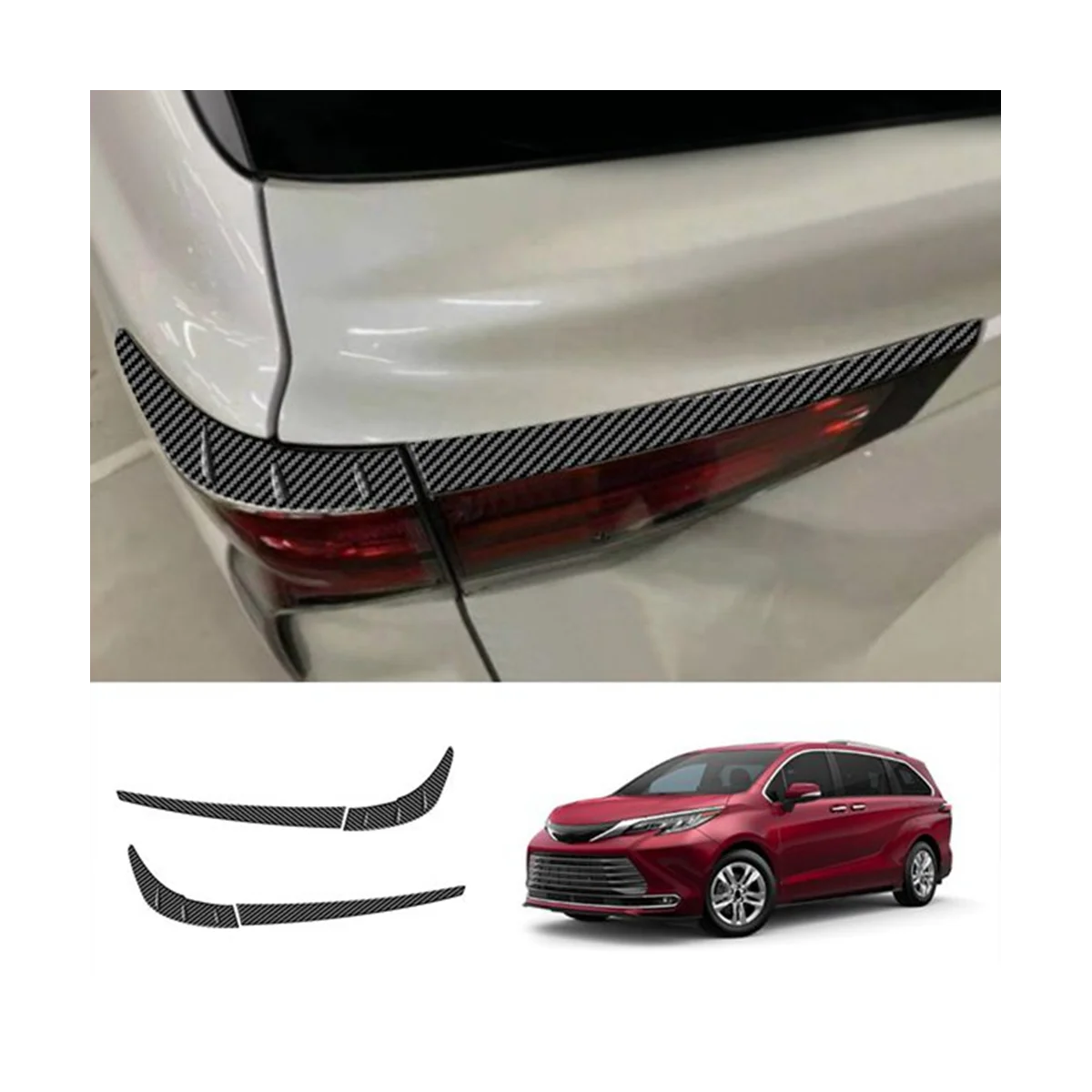 For Sienna 2021 2022 Car Carbon Fiber External Rear Tail Light Lamp Cover Garnish Strip Eyebrow Cover