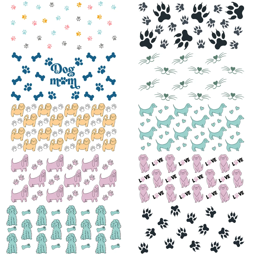 Mixed Dog and Cat Pattern UV DTF Transfer Sticker For The 16oz Libbey Glasses Wraps Cup Durable Puppy Cat Style Cup Wraps