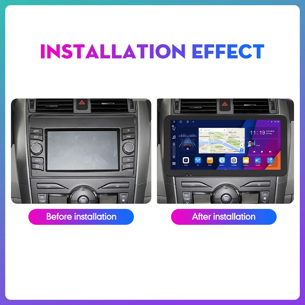 Android Car Stereo Radio for Toyota Corolla E140/150 2007-2013 2Din Android Auto Octa Core DVD GPS Navigation Player Carplay