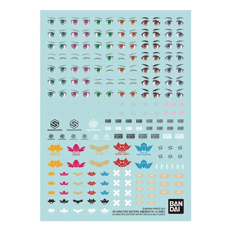 Bandai-Universal Animation Action Figure, 30MS Water Decalques, Multiuse Eye Blush Face, Toy Gift, Coleção de Modelos, Passatempo em Stock