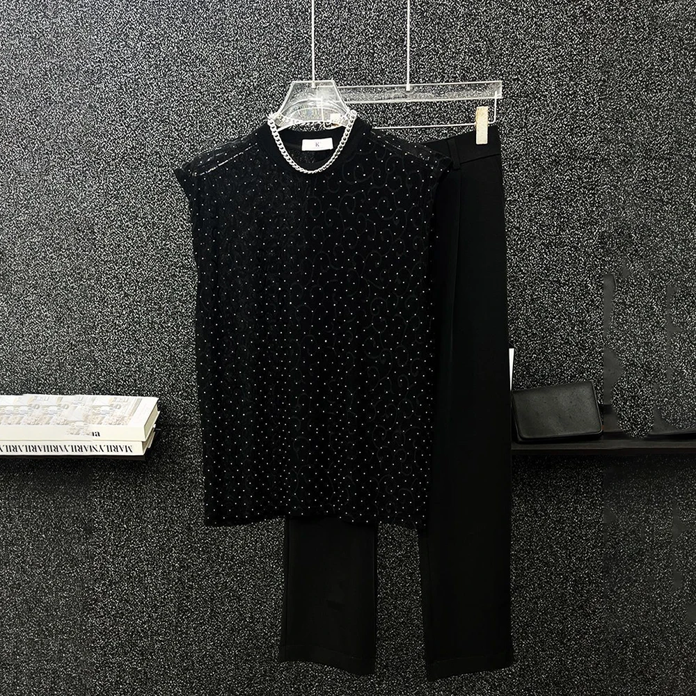 

Mens Vest Mesh Hollow Hot Diamond Tank Top Summer Streetwear Fashion Youth Breathable Trend Sleeveless Top Men'S Clothing 2025