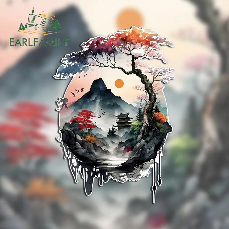 

EARLFAMILY 13cm X 8.8cm for Mountains Rivers Nature Views Sunset Car Stickers Occlusion Scratch Simple Decals Vinyl Car Wrap